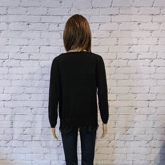 JOIE, Hilano black cashmere blend classic lace trim sweater - Picture 11 of 13